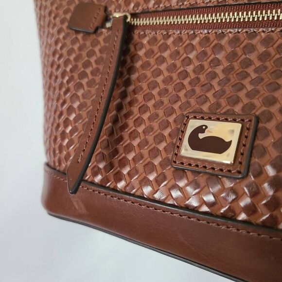 Dooney & Bourke Small Camden Cognac Woven Leather  Hobo - Picture 3 of 10